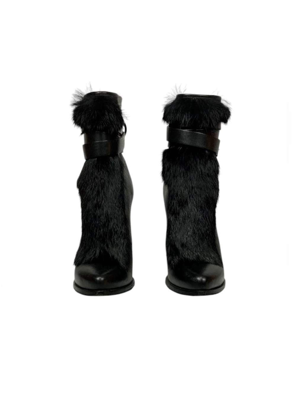 Givenchy Black Leather Fur Ankle Boots